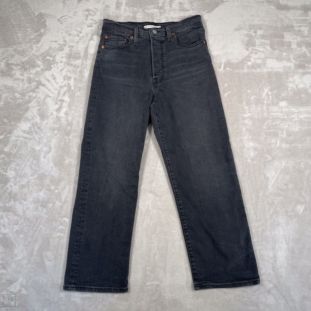 Levi's Women's Jeans Ribcage Straight Denim Button Fly Casual 29 Gray